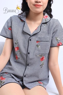 [SALE] Pijama sooc Thái thô thêu hoa