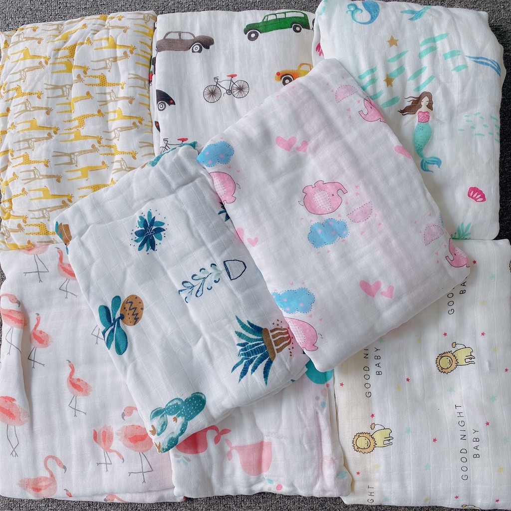 Khăn Aden Sợi Tre 4 Lớp 120x120 Cao Cấp Siêu Mềm Cho Bé | Minizon Kids