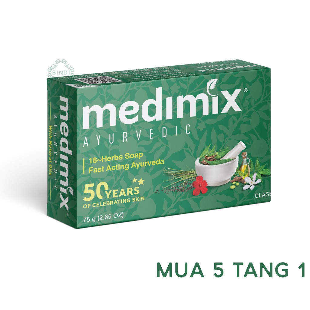 Set 5 xà phòng Medimix 18 loại thảo dược 75g/bánh Tặng 1 xà phòng 75 g