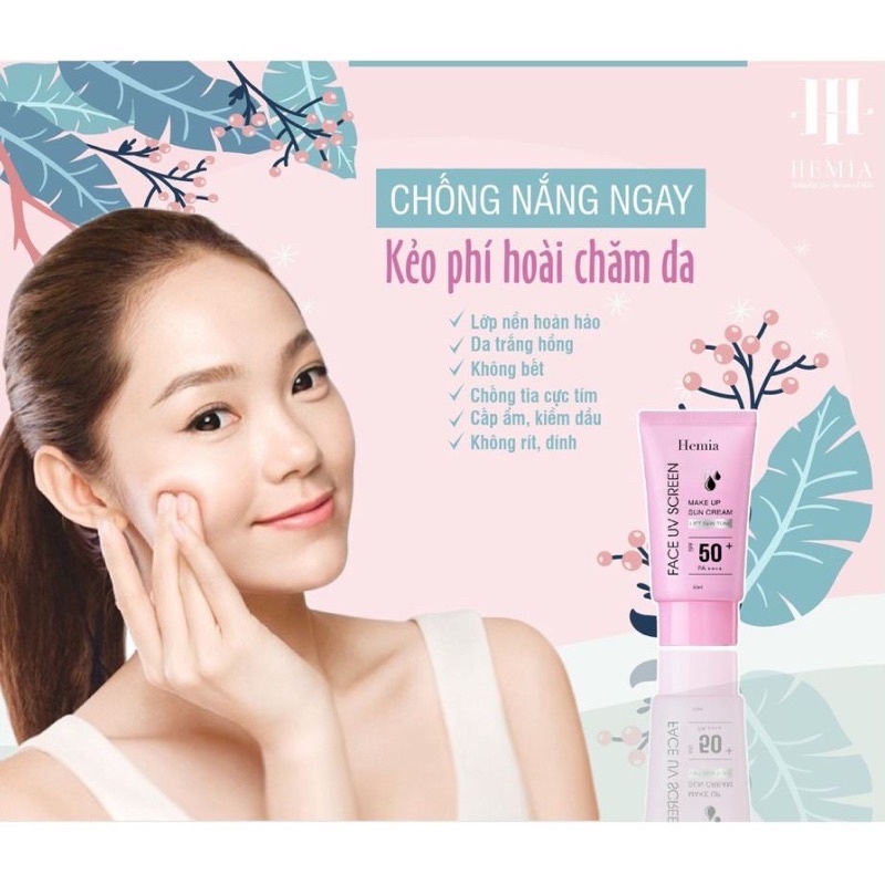 CHỐNG NẮNG NÂNG TÔNG DA HEMIA spf 50+