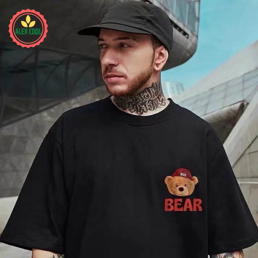 Áo thun nam, áo phông nam tay ngắn cổ tròn chất cotton co giãn 4 chiều hình gấu bông alex cool | BigBuy360 - bigbuy360.vn