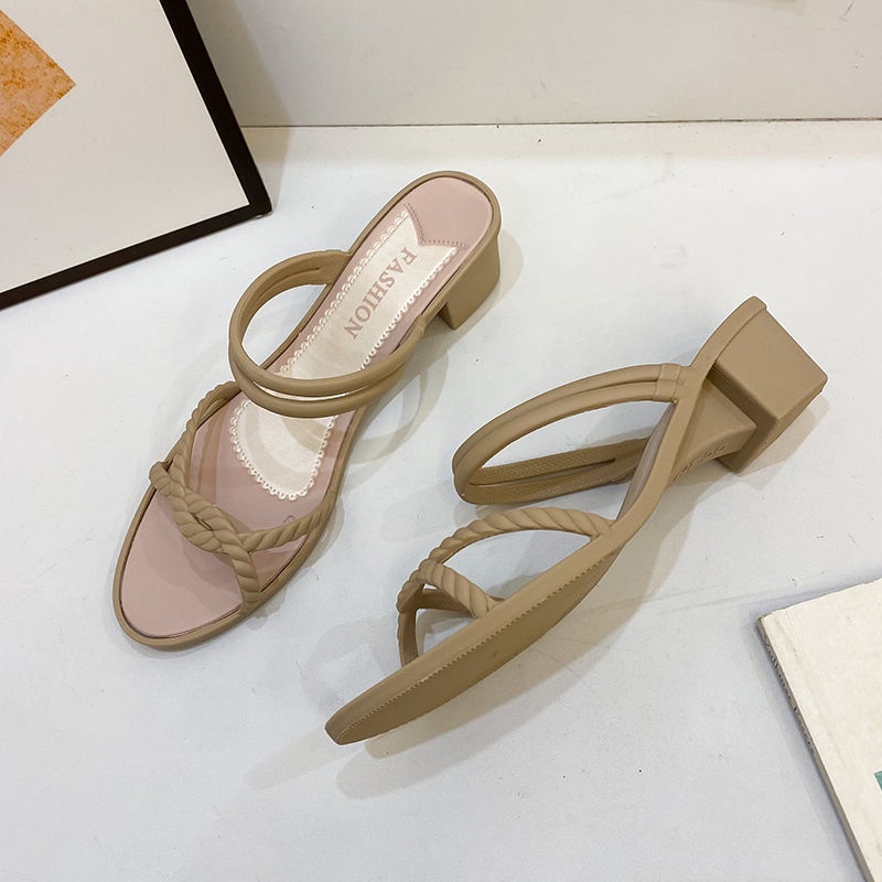 IELGY Giày sandal  gót dày tăng chiều cao chống trượt phong cách Hàn Quốc thời trang cho nữ