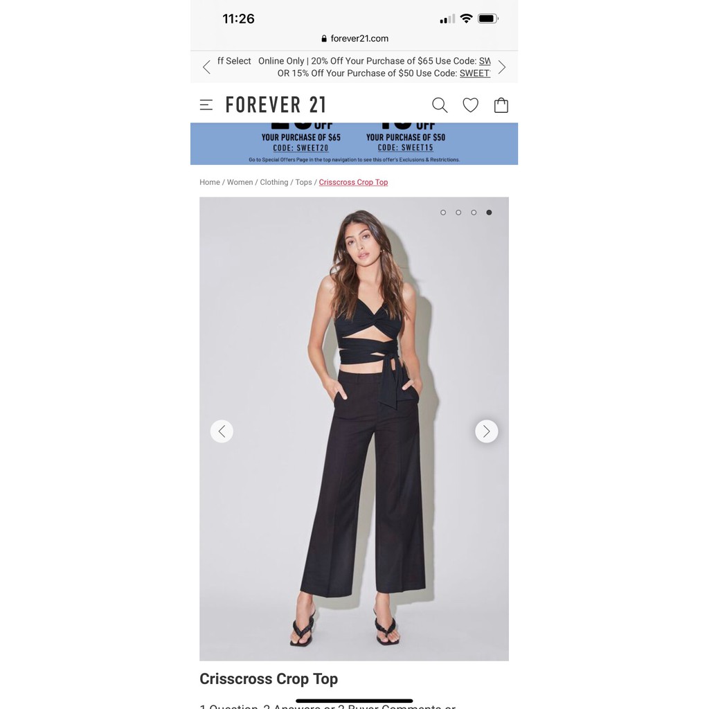 Áo F21 thun croptop cột dây