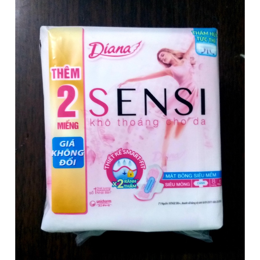 {TẶNG HÀNG NGÀY COOL HOẶC TẶNG 2 MIẾNG/GÓI}-COMBO 6 GÓI DIANA SENSI SMART-FIT SIÊU MỀM  23CM