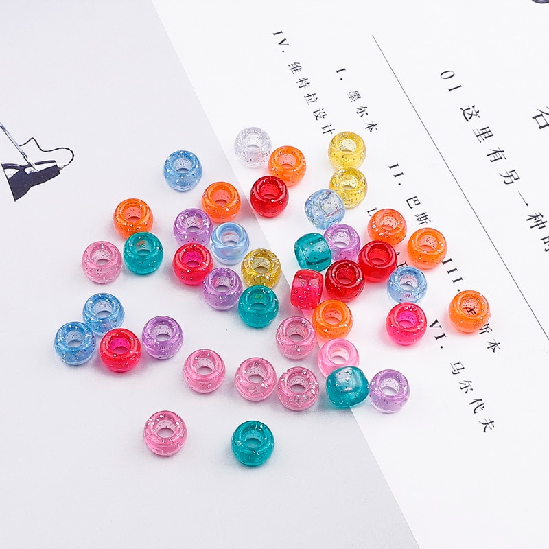 Set 100 hạt nhựa acrylic trang trí tóc mới 6x9mm