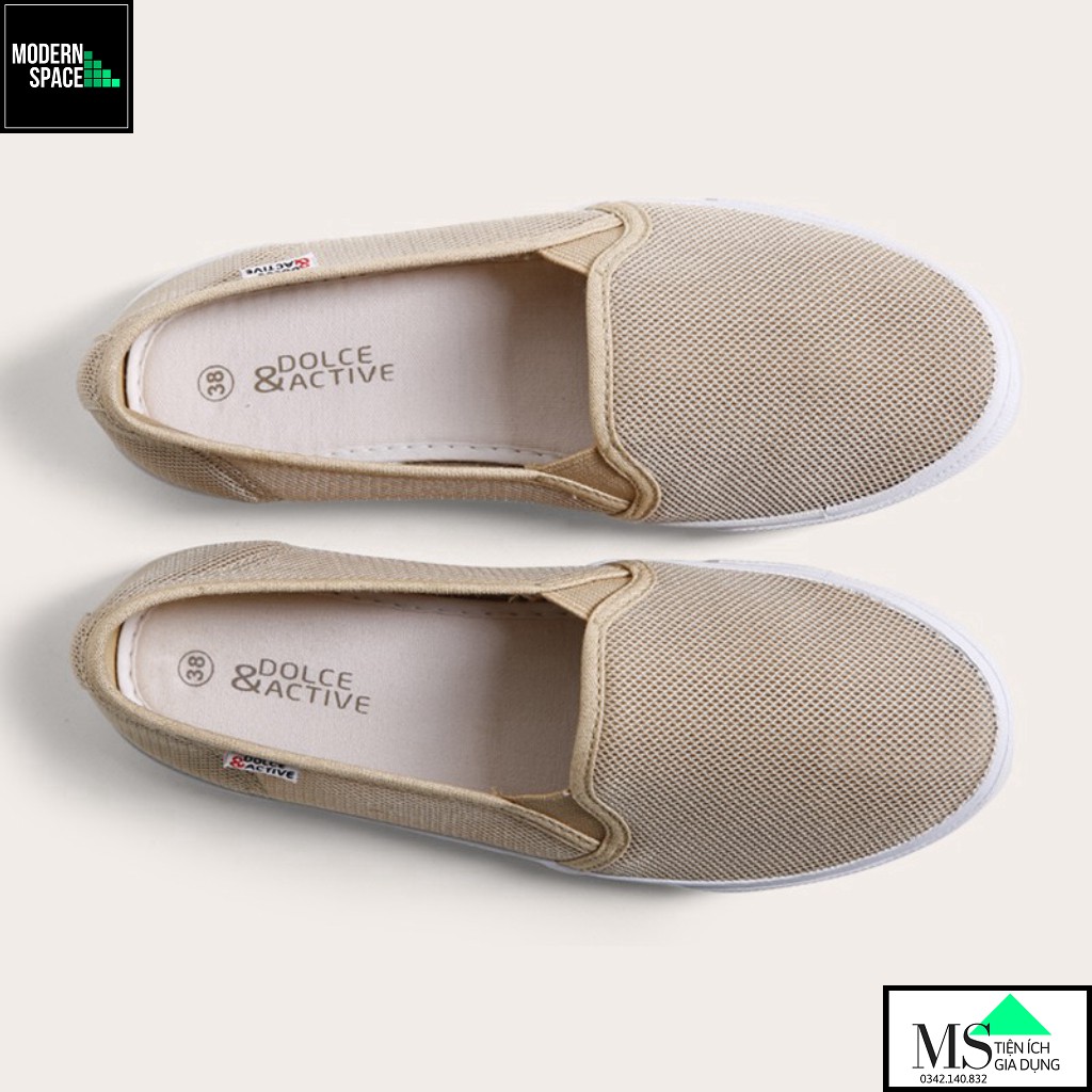 (GIÀY NỮ) Giày Lười Slip-on nữ D&amp;A L1707 Màu be (VNXK) [CHÍNH HÃNG]