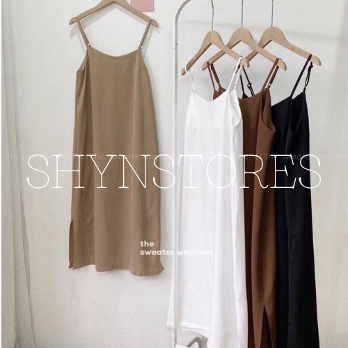 Váy 2 dây Shynstores - đầm suông nữ 2 dây chất đũi lụa trơn basic nhiều màu form rộng freeship