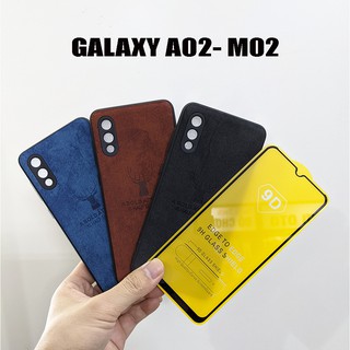 Ốp lưng giả da Samsung Galaxy A02 M02 kèm kính cường lực