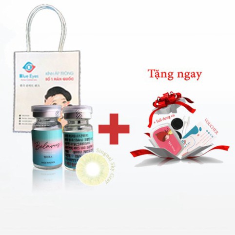 [CAM KẾT CHÍNH HÃNG] <Lens xám tây trong> Kính áp tròng Hàn Quốc BLUE EYES SINGNAL SKY GRAY - Lens cận thời trang