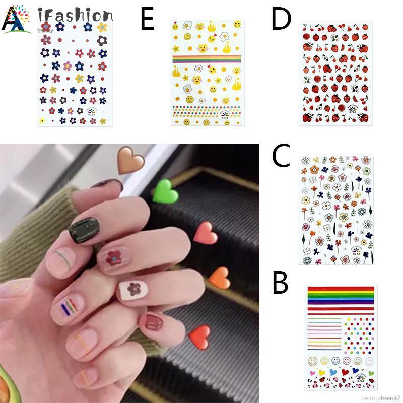 Sticker Dán Móng Hoạ Tiết Hoa Cầu Vồng