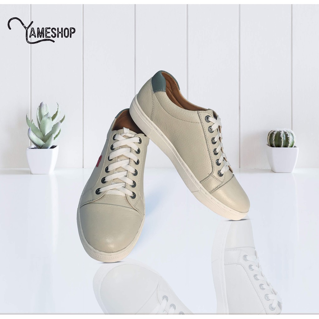 Giày da nam màu xanh dương/xanh ngọc/trắng sữa -dáng thể thao buộc dây-Tặng 1 hộp Xi đánh giày Hàn Quốc+1 đôi lót giày