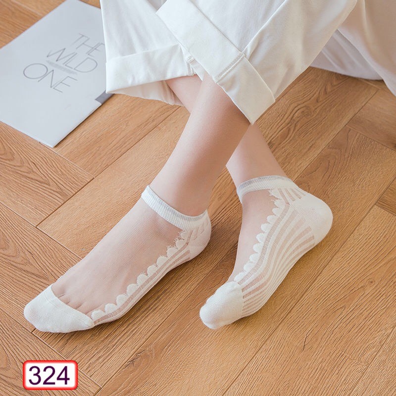 TẤT VỚ MANG GIÀY 324 DỆT PHA LƯỚI NHIỀU MÀU PHONG CÁCH HÀN QUỐC