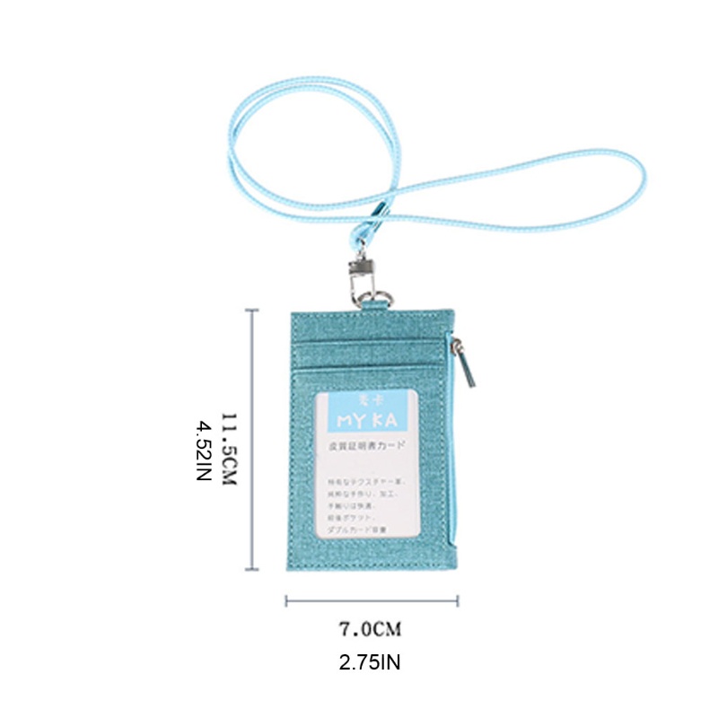 Ví Đựng Thẻ ID Bằng Vải Lanh Giả Da Phối Cotton Kèm Dây Đeo Cổ Tiện Dụng