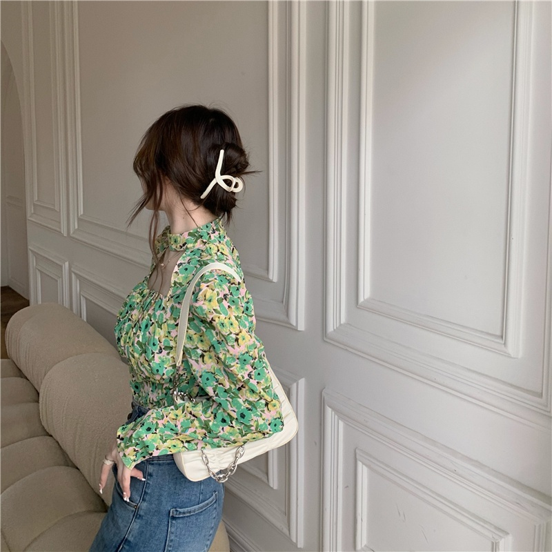 COZOK Áo Sơ Mi chiffon Mềm Mại Họa Tiết Hoa Phong Cách Hàn Quốc Cho Nữ