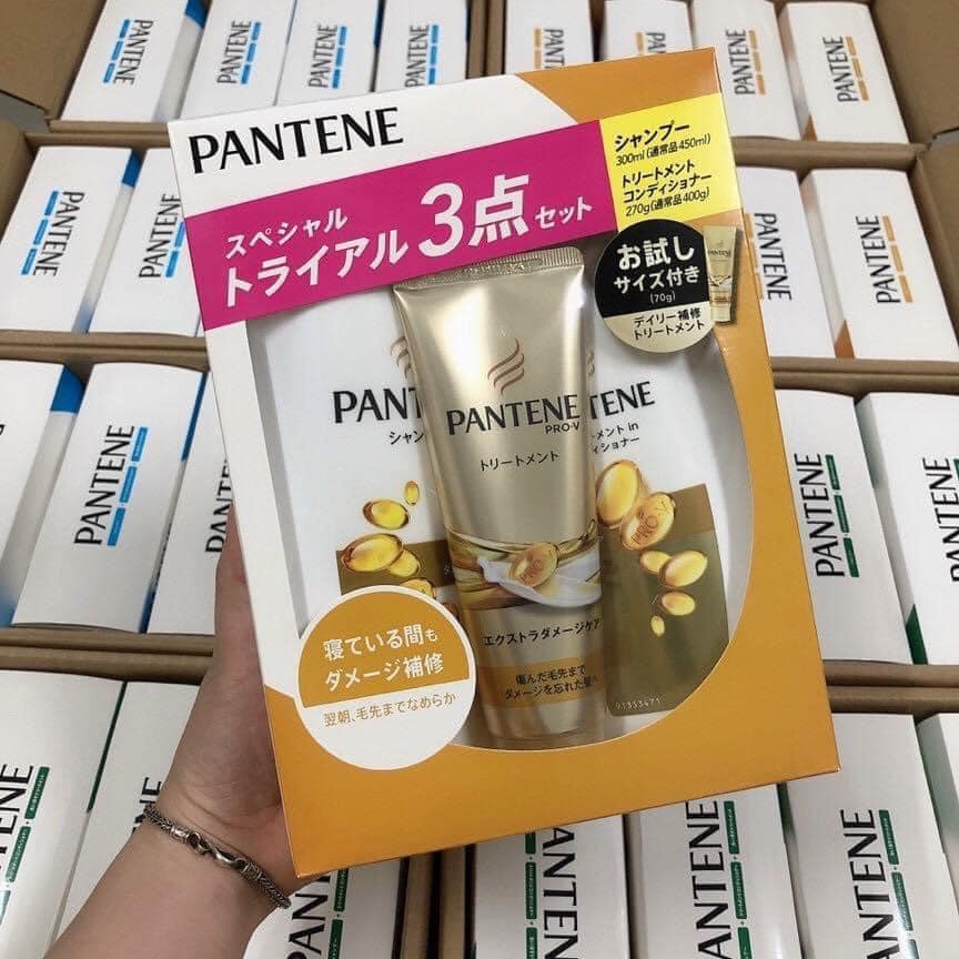 Dầu gội Pantene Nhật màu Vàng và Xanh dương, xanh lá cây Set 3 (Gội, Xả, Xịt Dưỡng)