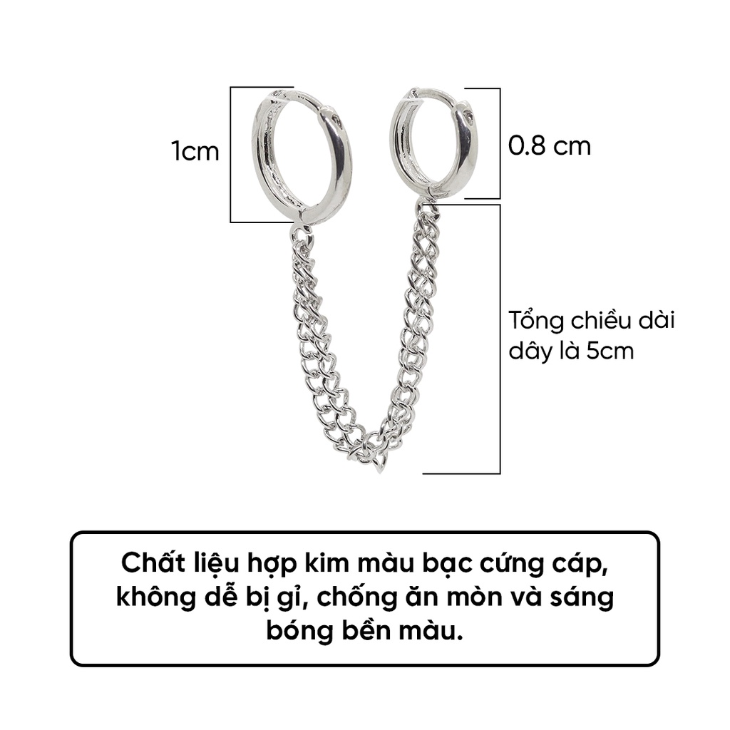 Khuyên Tai Bông Tai Nữ Dây Đôi Xỏ 2 Lỗ Dáng Trơn Basic C25