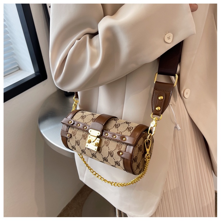 Túi Xách Đeo Vai Hình Trụ Phối Dây Xích Thời Trang Pháp Dành Cho Nữ