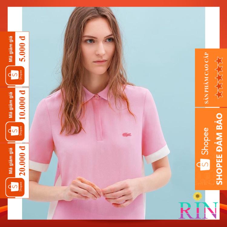 [HÌNH THẬT] ÁO THUN CỔ TRỤ LACOSTE HỒNG TRẮNG VNXK   - COTTON CÁ SẤU 100%