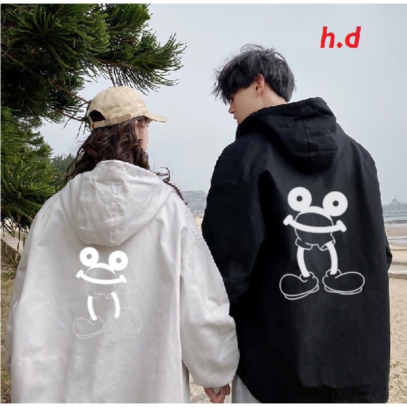áo khoác gió dù nhẹ 1 lớp phản quang in chú ếch lưng