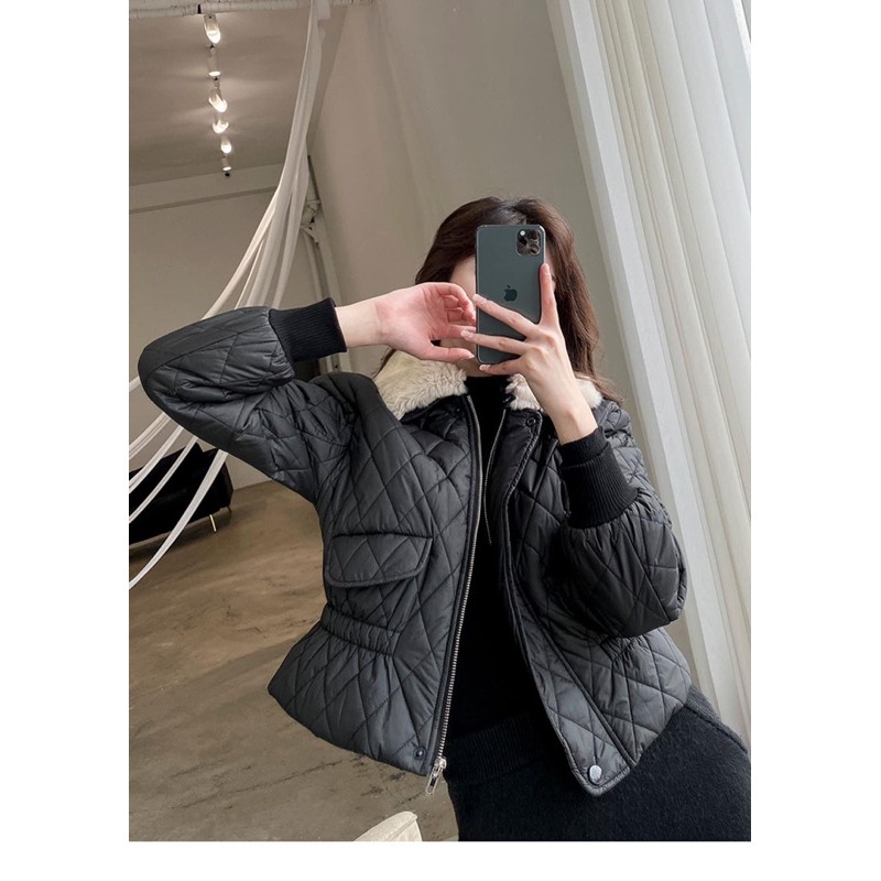 Áo Phao Đen Cổ Lông Trần Bông Siêu Ấm Hàng Đẹp✌️Ảnh Thật | BigBuy360 - bigbuy360.vn