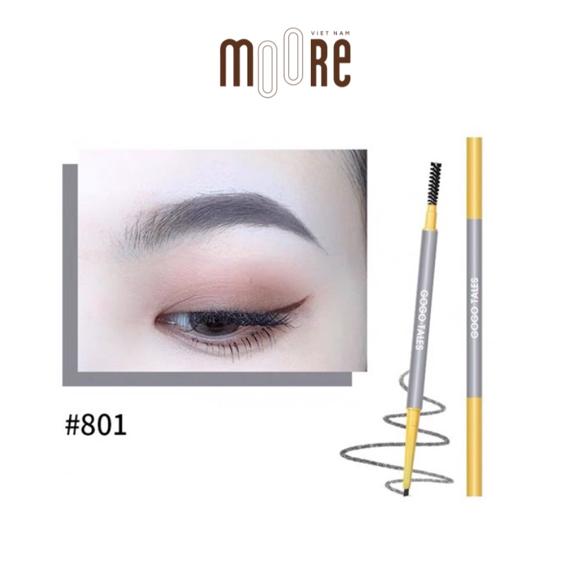 Chì kẻ mày ngang 2 đầu GOGO TALES Cloud mist brownpencil
