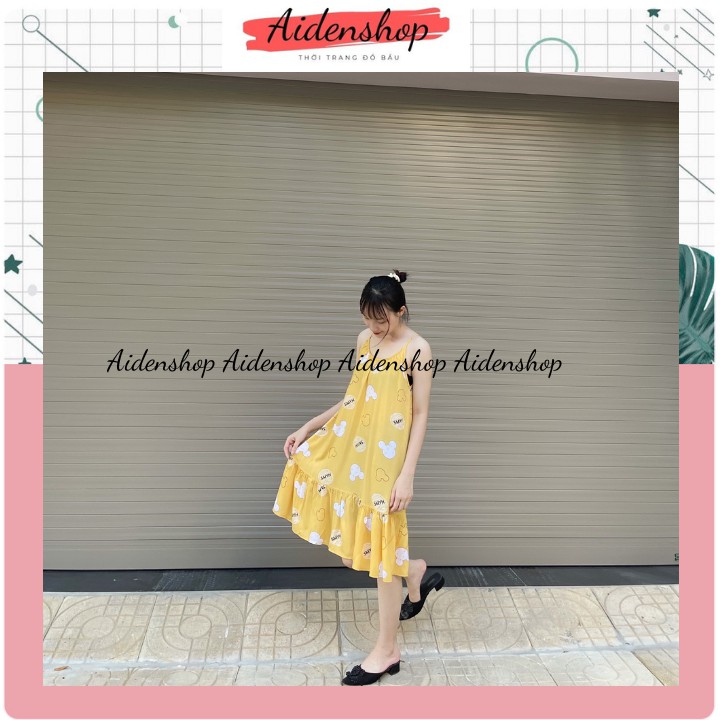 Váy lanh bầu mặc nhà mùa hè váy ngủ hai dây chất lanh lụa mát lạnh nhiều màu giá rẻ