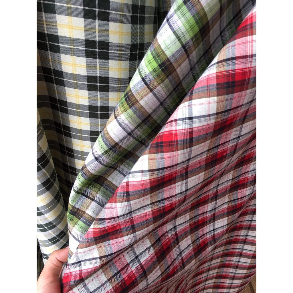 Vải tuytsi kẻ caro chất đanh đẹp, co giãn 2c