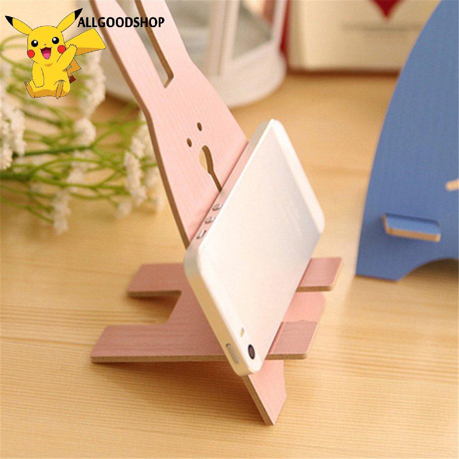 111all}  Phone Holder  Lovely Cute Rabbit Design  Durable Wood  Universal Desktop Stand Mount Holder For Smartphones