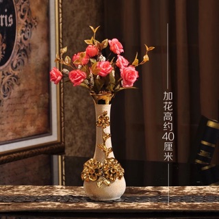Bình hoa gốm sứ màu vàng kim