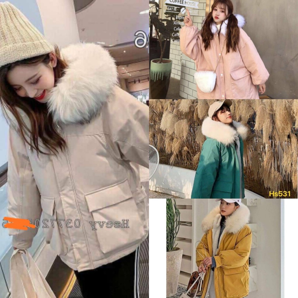 Áo khoác nữ dày phao gió kaki ấm có mũ lông hàng quốc bền giá rẻ g054 | BigBuy360 - bigbuy360.vn