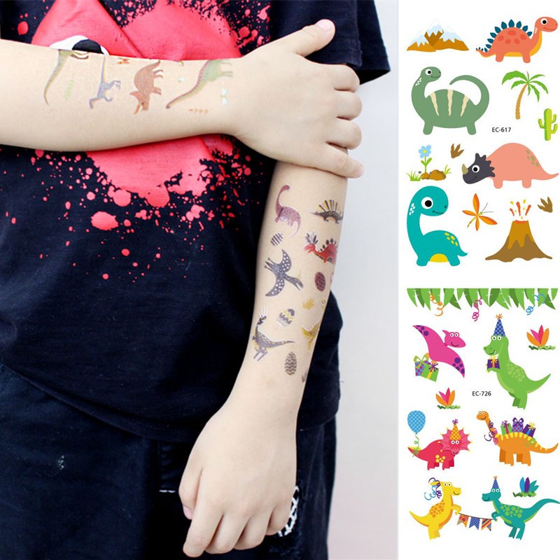 Sticker hình xăm tạm thời họa tiết khủng long chống thấm nước