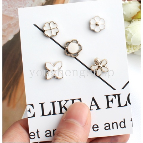 Set 5 Ghim Cài Áo Đính Ngọc Trai Giả Thời Trang Nữ