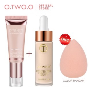 Bộ Kem Lót + Kem Nền + Mút O.TWO.O Dưỡng Ẩm Trang Điểm 120g