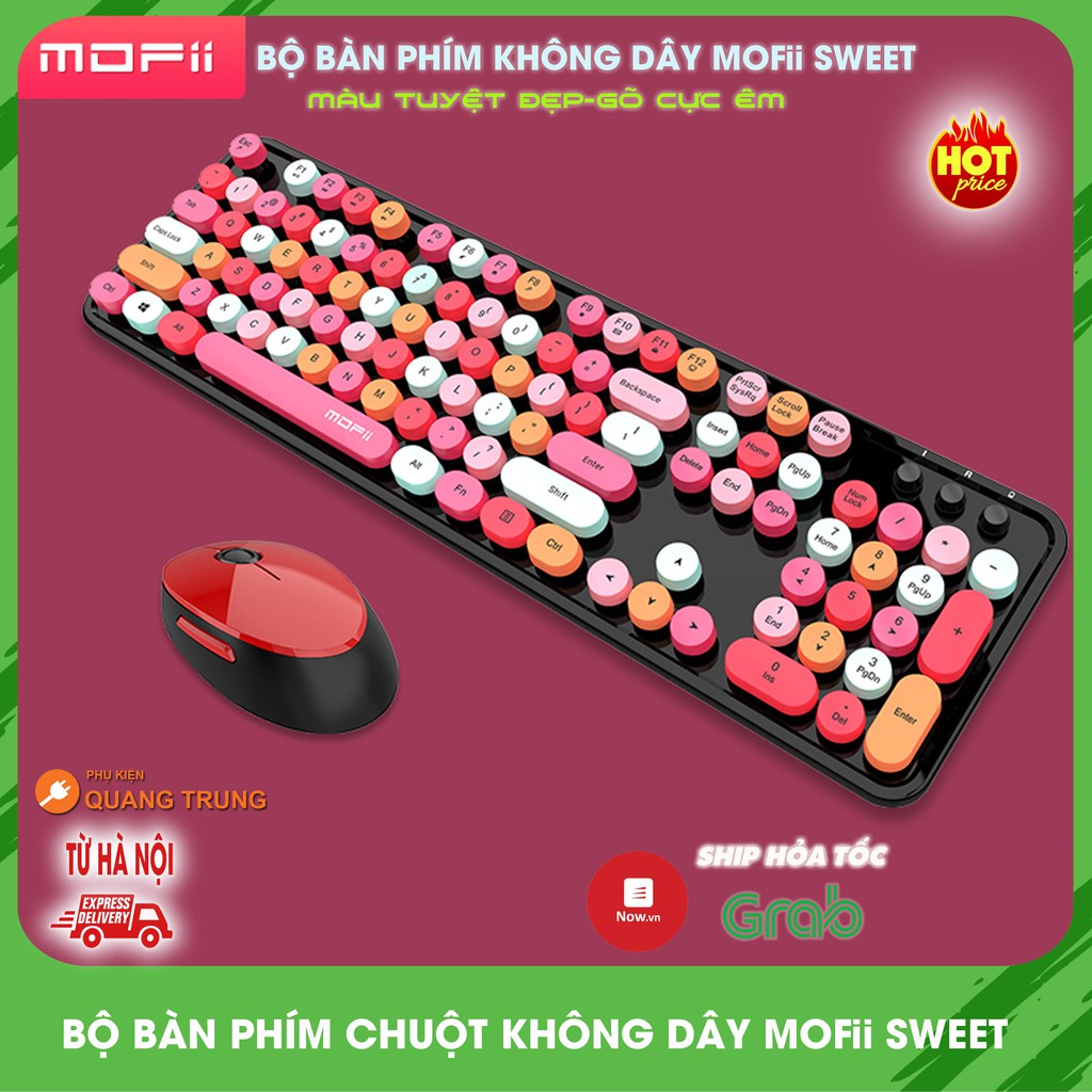 Bộ bàn phím và chuột không dây MOFii Sweet,tương thích PC,TV box,Laptop,Gõ phím cực êm 104 phím