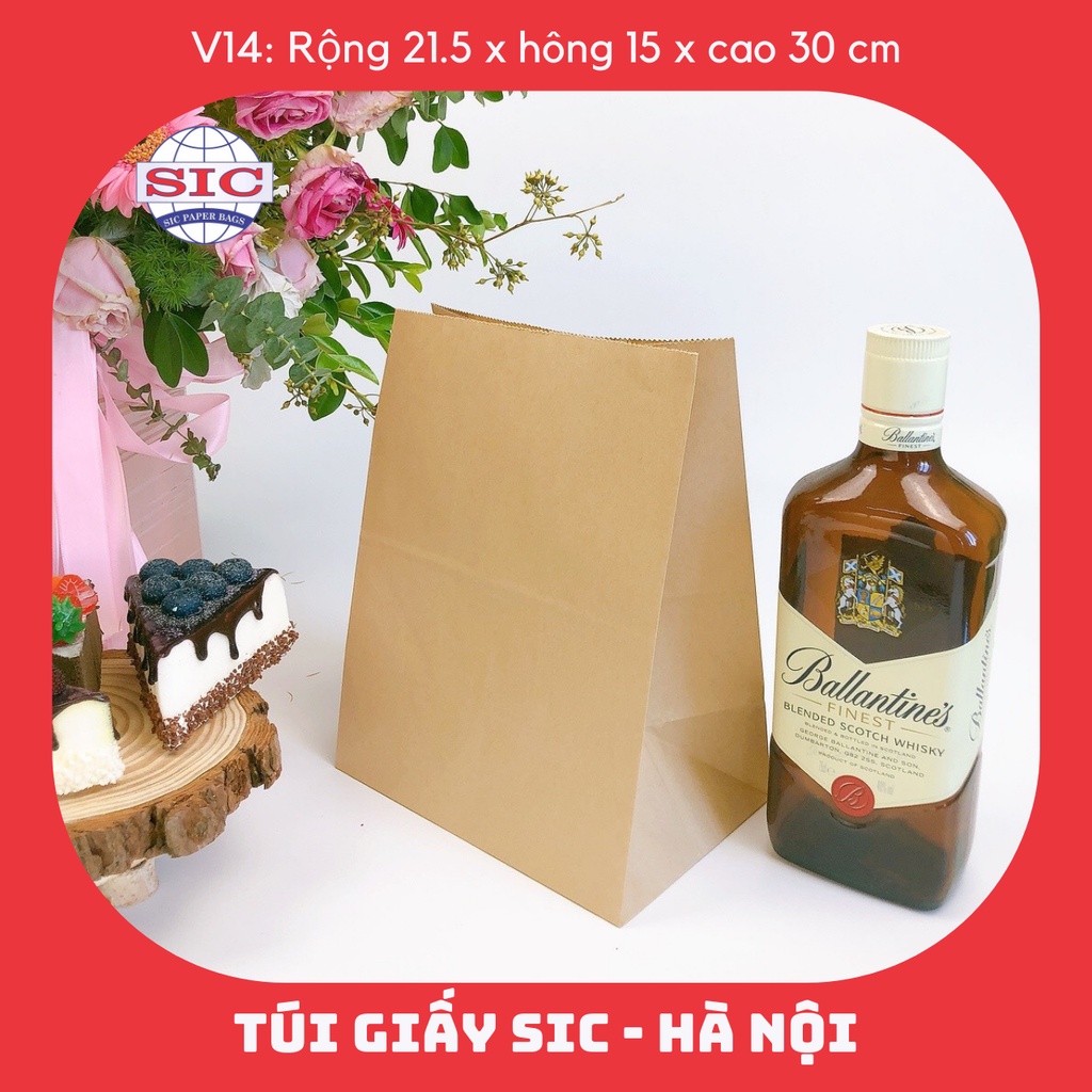 [SET 10 CHIẾC] TÚI GIẤY KRAFT V14: 21.5x15x30 cm KHÔNG QUAI ( ẢNH THẬT)