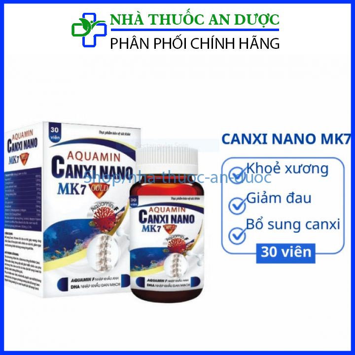 Viên uống canxi nano Mk7 bổ dung dưỡng chất glucosamin cho khớp ngừa loãng xương hôp 30 viên