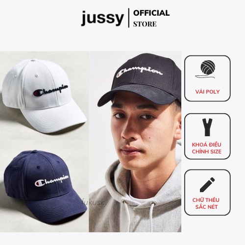 Nón Kết Champion, Mũ Lưỡi Trai Nam Nữ Thời Trang Jussy Fashion Chất Vải Poly Thoáng Mát Form Nón Lưỡi Trai Chuẩn Đẹp