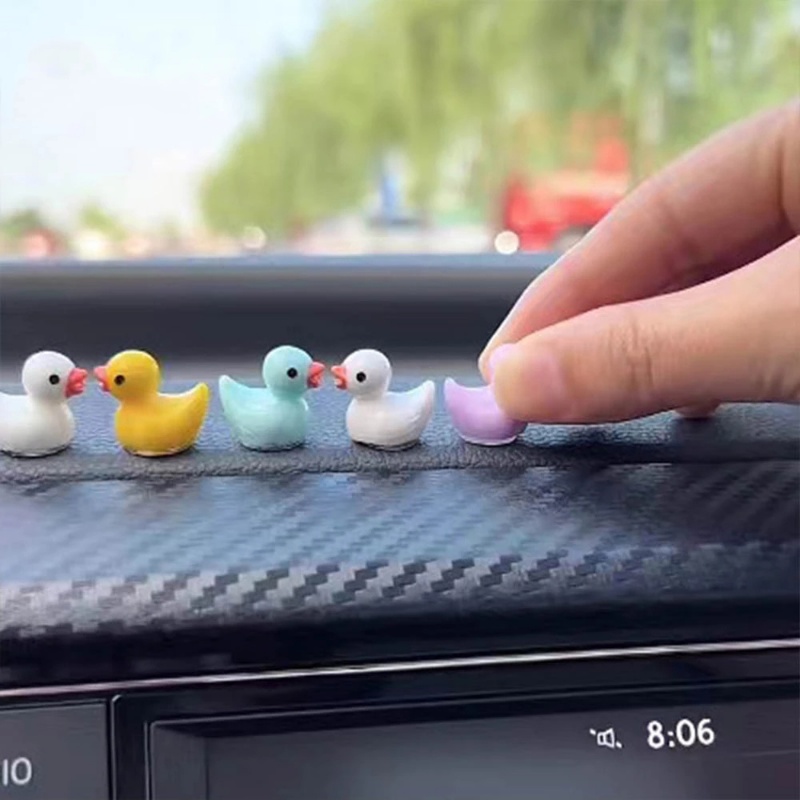 Bộ 7 Tượng Vịt Vàng Mini Bằng Nhựa Resin Dễ Thương Dùng Trang Trí Tiểu Cảnh / Nhà Búp Bê