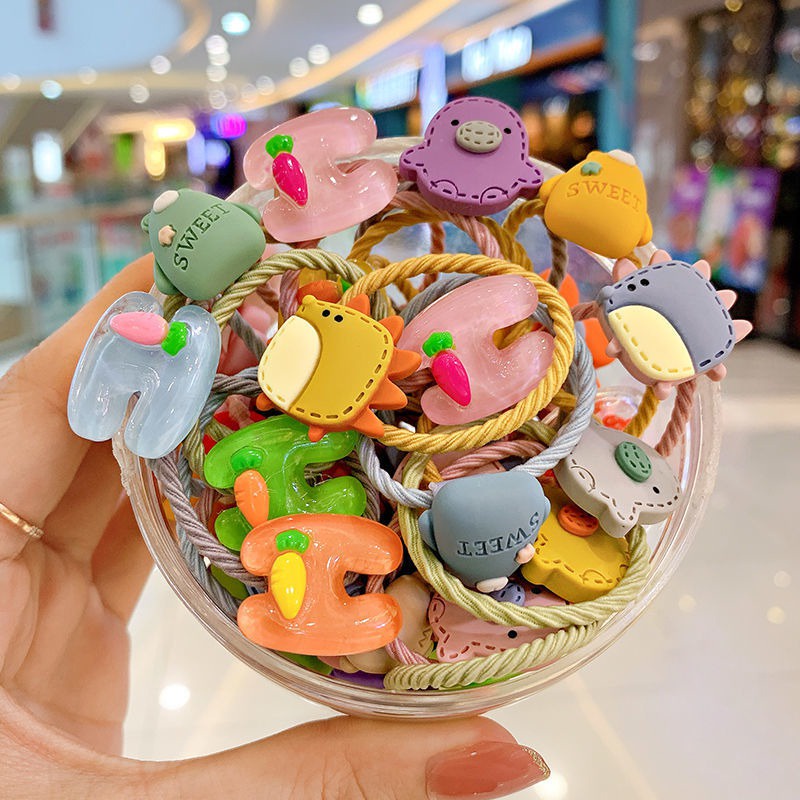 Set 30 dây buộc tóc co giãn họa tiết hoạt hình đáng yêu cho bé