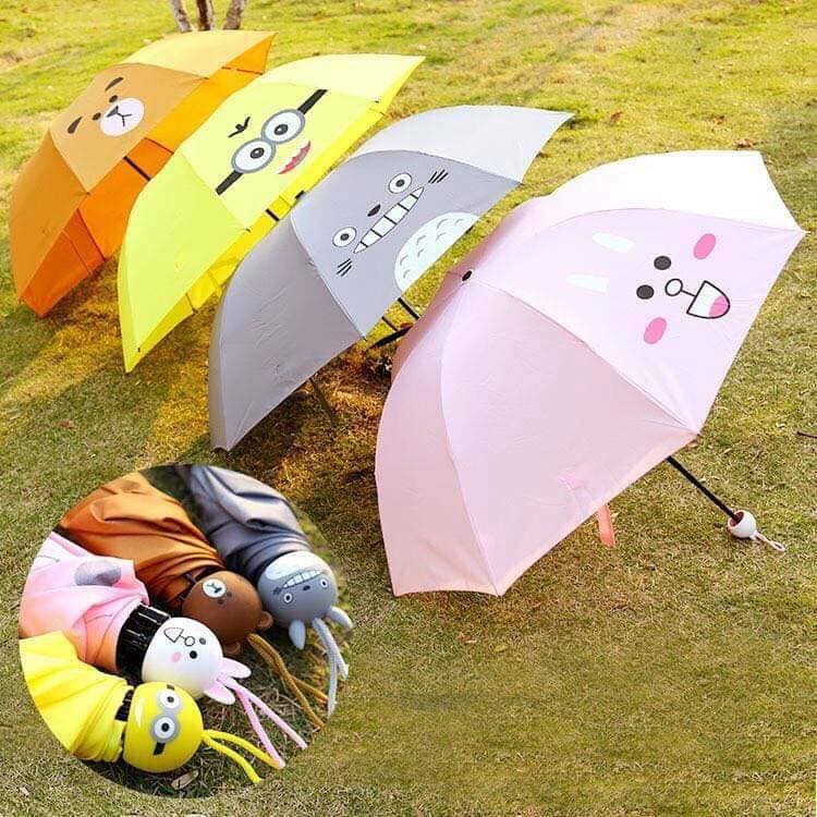 Ô gấp gọn kiểu hoạt hình cute tán rộng 98cm |Dù đi mưa