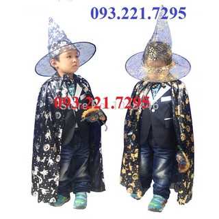 áo choàng phù thuỷ + mũ + chổi