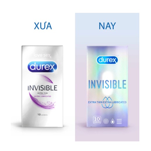 [BAO CAO SU MỎNG NHẤT THẾ GIỚI] Bao cao su DUREX INVISIBLE mỏng, an toàn, uy tín ( 10bao/ 1 hộp bcs)