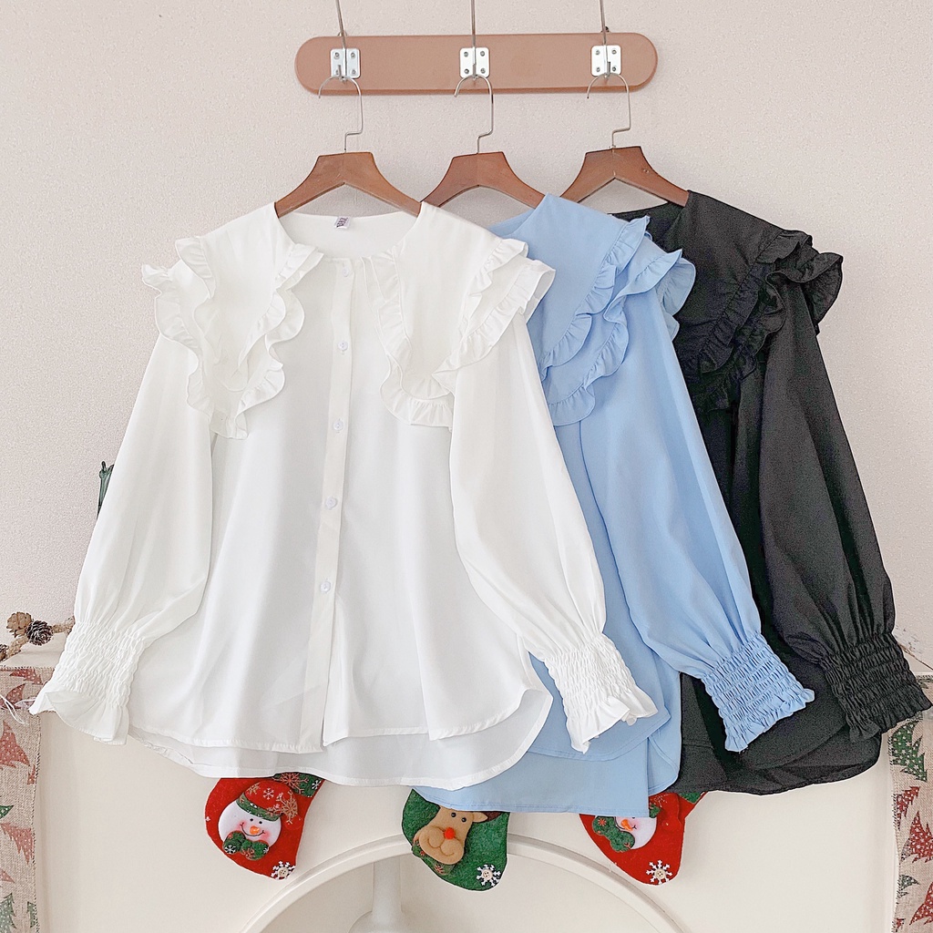 [ẢNH THẬT] - Áo sơ mi phối vạt bèo ulzzang - SM06 - jannahouse