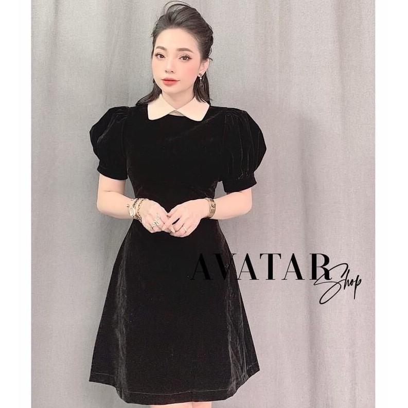 Váy Nhung Xòe Nữ Cổ Bèo Tay Phồng, Đầm Nhung Đẹp Dự Tiệc Màu Đen Thiết Kế Cao Cấp Sang Trọng, Đi Chơi, Đi Làm Vải Loại 1 | BigBuy360 - bigbuy360.vn