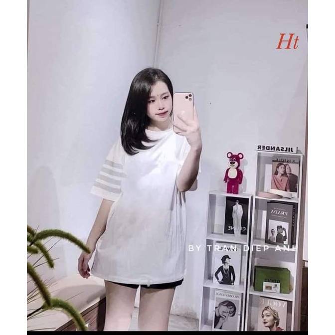 Áo thun nam nữ unisex form rộng tay lỡ in hình sọc tay cổ tròn NAVISA AT294