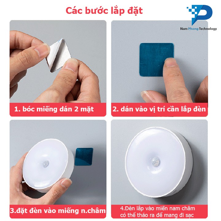 ĐÈN LED CẢM ỨNG THÔNG MINH DÁN TƯỜNG GBL 6 LED