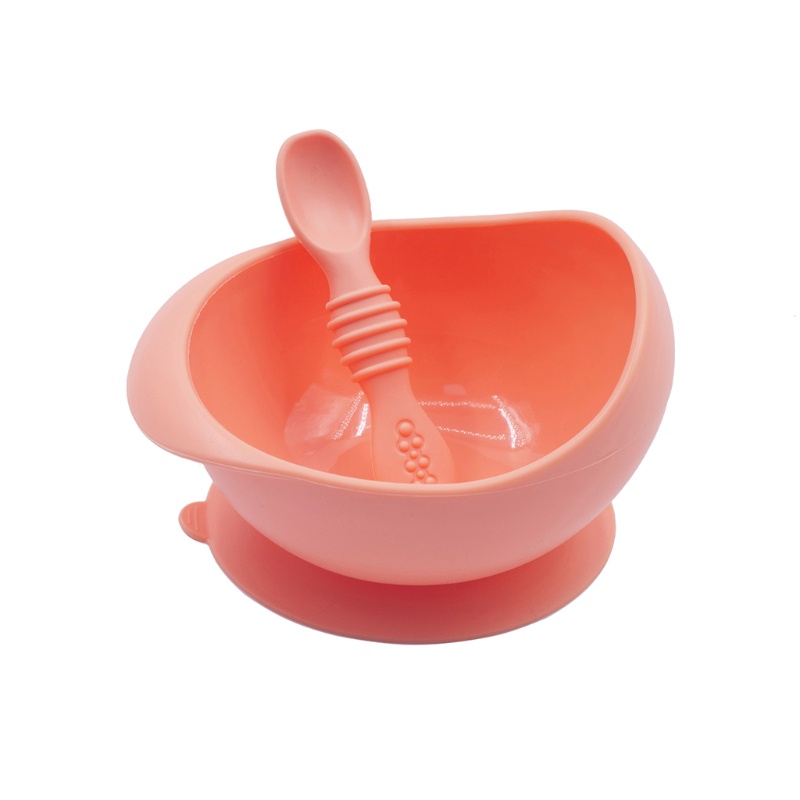 Bộ 2 Món Bát + Muỗng + Bát Ăn Bằng Silicone Cho Bé Sơ Sinh