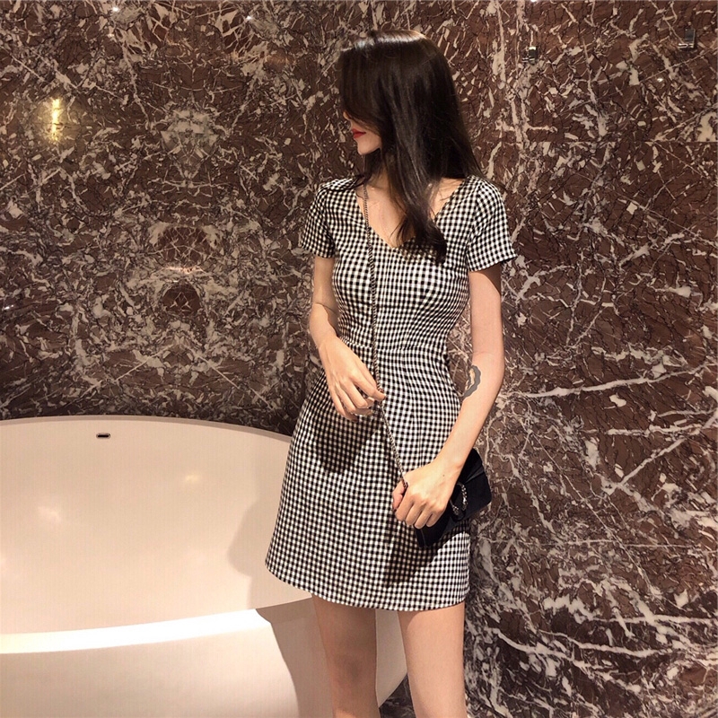 SUXI Đầm nữ đơn giản cổ điển thời trang phong cách Hàn Quốc