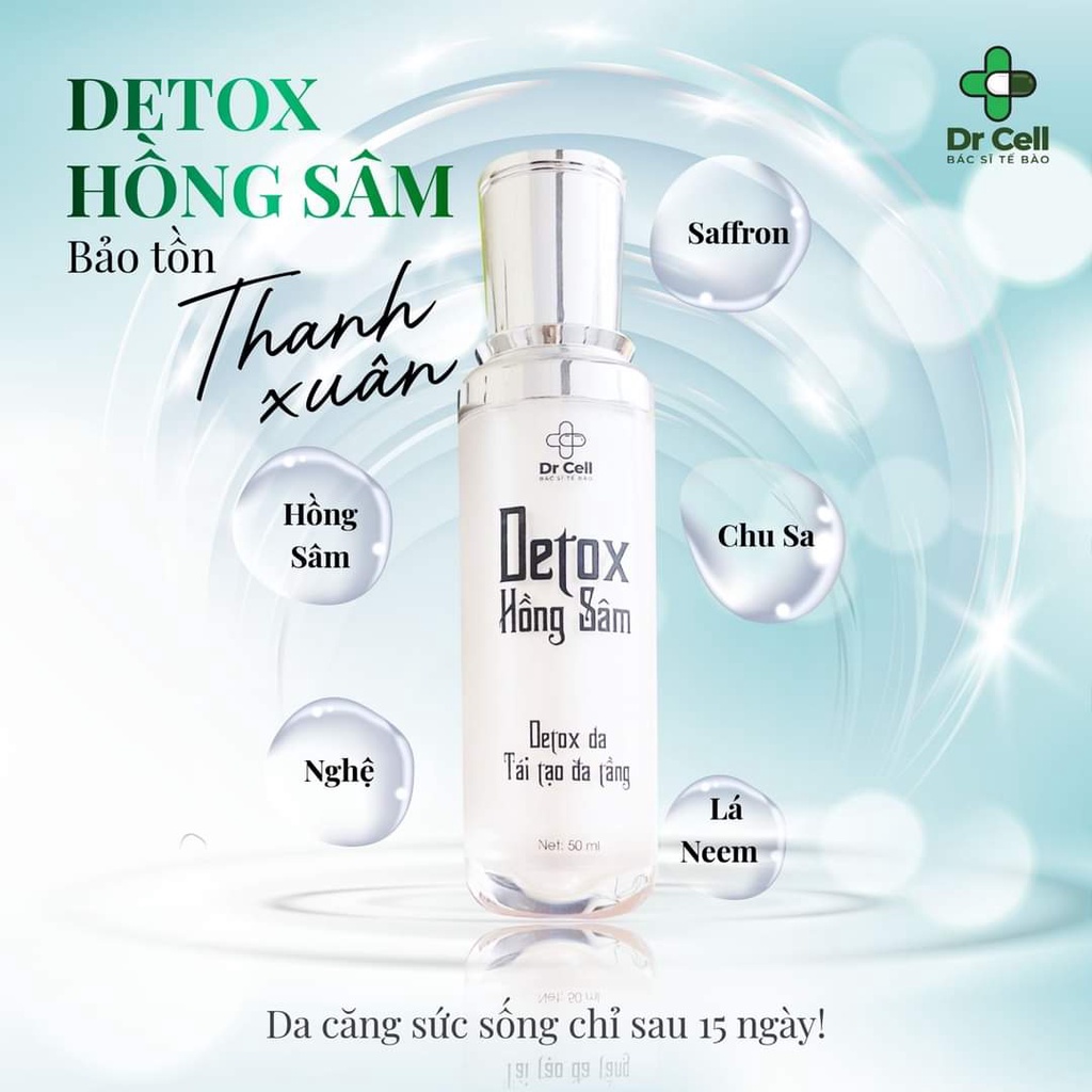 Detox Thải Độc, Thải Corticoid Hồng Sâm DR CELL peel Da Tầng Tăng SinhTầng  Đáy Loại Bỏ Mụn  50ml - CL12