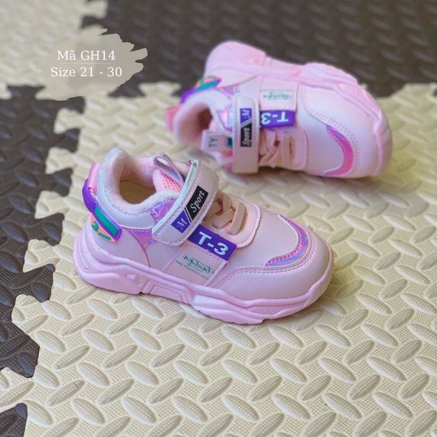 Giày thể thao trẻ em cho bé gái 1 đến 5 tuổi lót lông ấm kiểu dáng thời trang đi học chạy bộ nhẹ êm cá tính GH14
